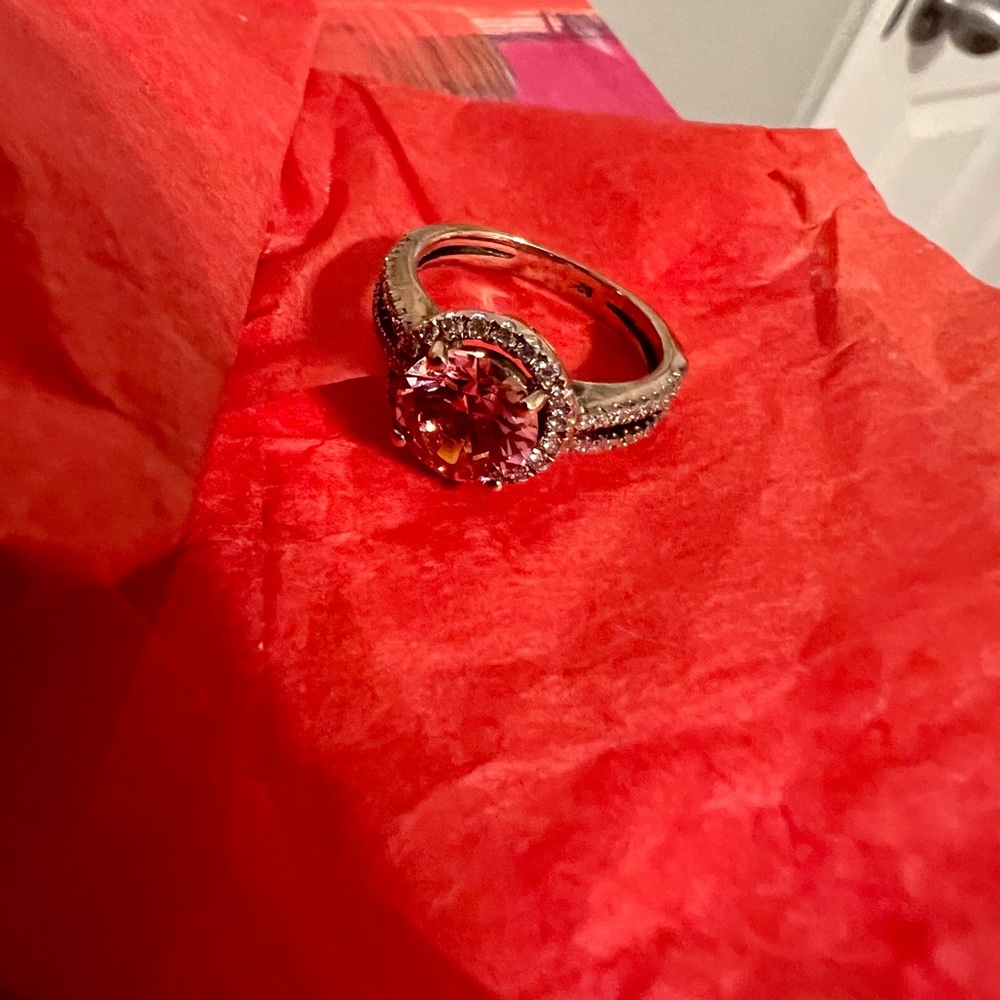 Rose gold diamond and pink sapphire ring size 6